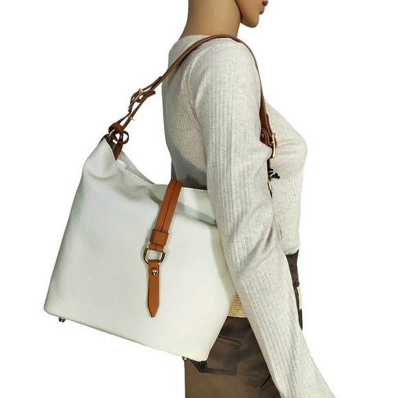 Valentina White and Tan Genuine Italian Leather Shoulder Bag NWT - Picture 8 of 8